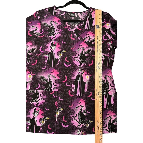 Disney Villains Maleficent Medical Scrub Top Women's Size Small Halloween Spooky - Picture 5 of 8